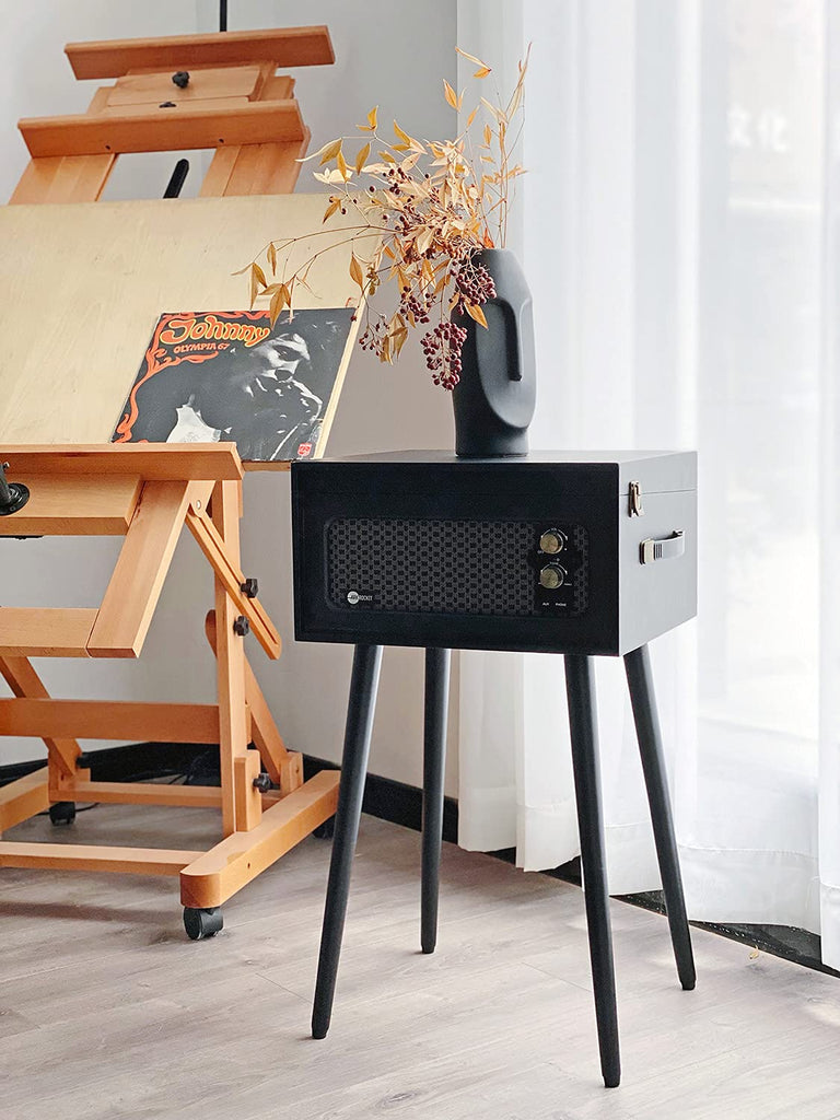 Discovery II 3-Speed Bluetooth Record Player Retro Console Turntable with Built-in Speakers and Removable Legs (Black)