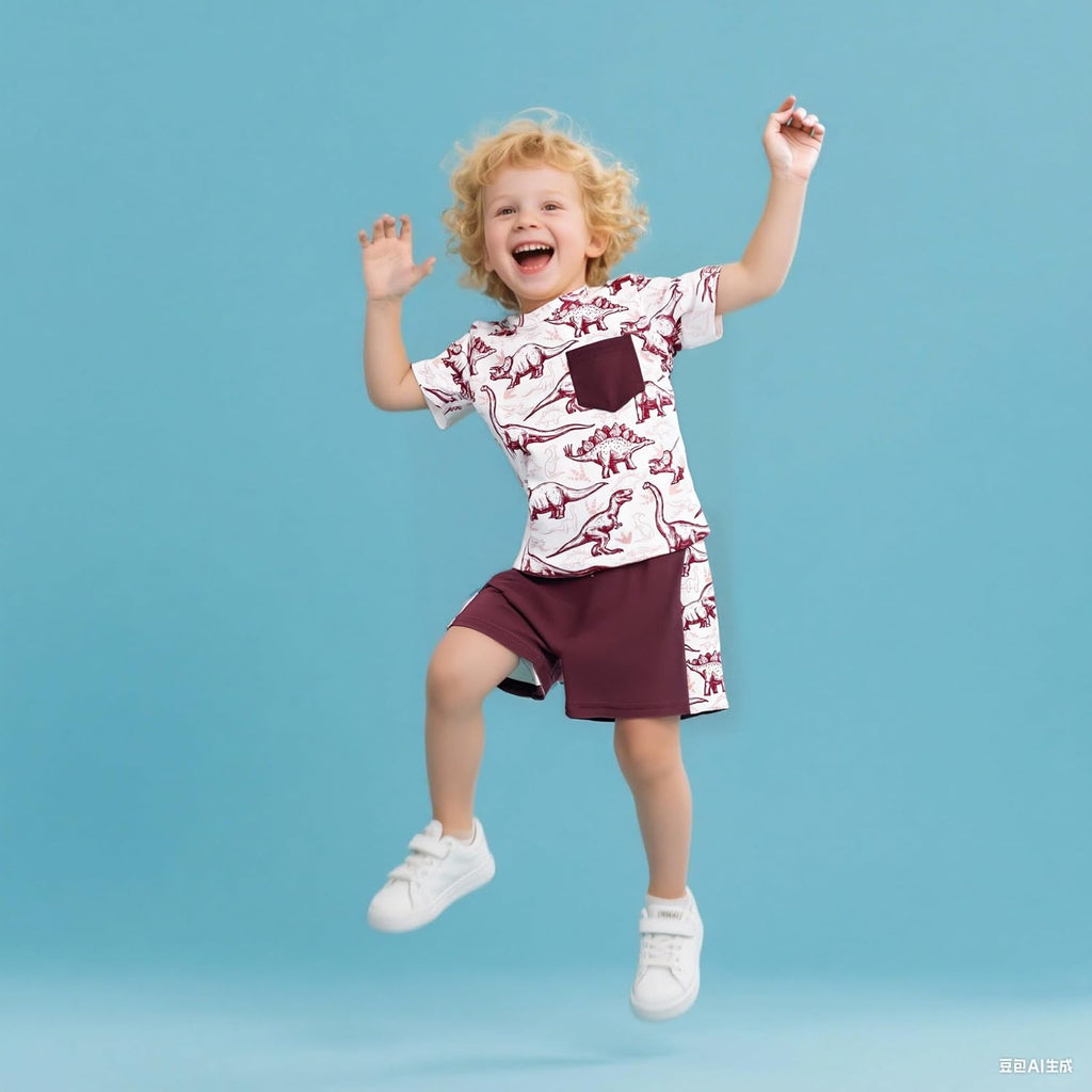 Toddler Baby Boy Outfits Shorts Sleeve Summer Beach Cocos T Shirts + Shorts Clothing Set