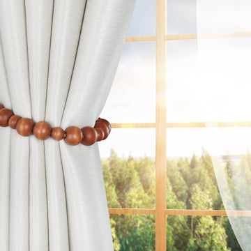 Curtain Tieback Wood Bead Curtain Tiebacks Curtain Holdbacks for Wall Curtain Ties Window Treatment Curtain - 2 Pieces