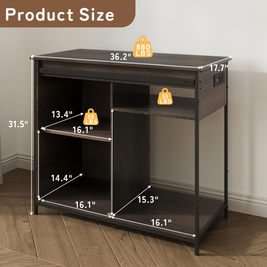 40-50 Gal Aquarium Stand with Cabinet Storage, Power Outlet, Brown