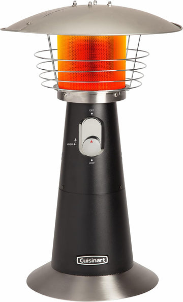 Patio Heater, Tabletop, Anti-Tilt Safety Switch, 11000 BTU, Black | Outdoor heater with adjustable heat and burner