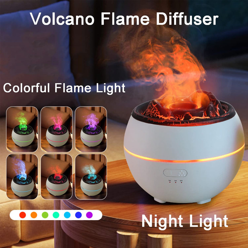 Essential Oil Diffuser, Volcano Flame Fire Oil Diffuser, 360ml Ultrasonic Cool Mist Aromatherapy Humidifier, Scent