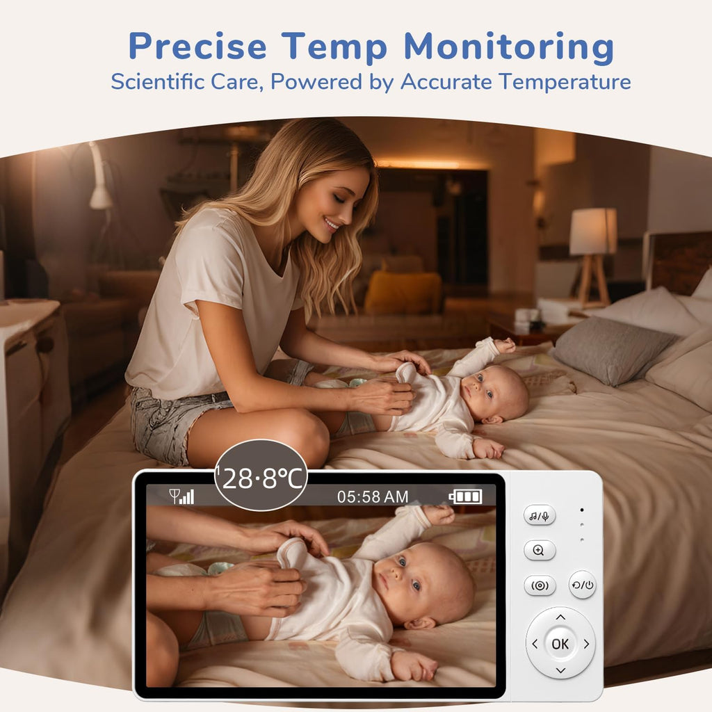 No WiFi Video Baby Monitor, 1080P 5" IPS Display, VOX