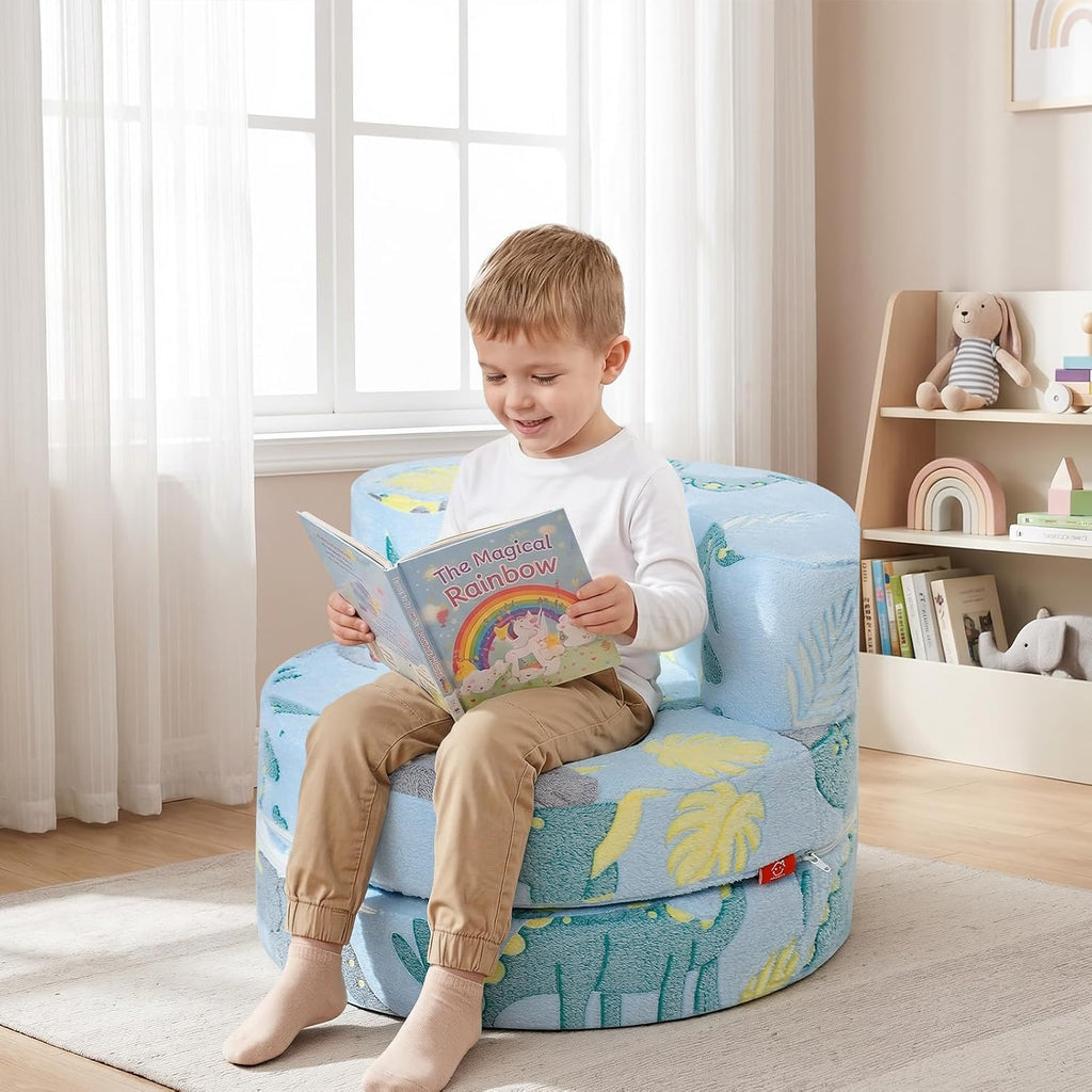 Glow in the Dark Dinosaur Kids Chair, in-1 Toddler Seat, Blue