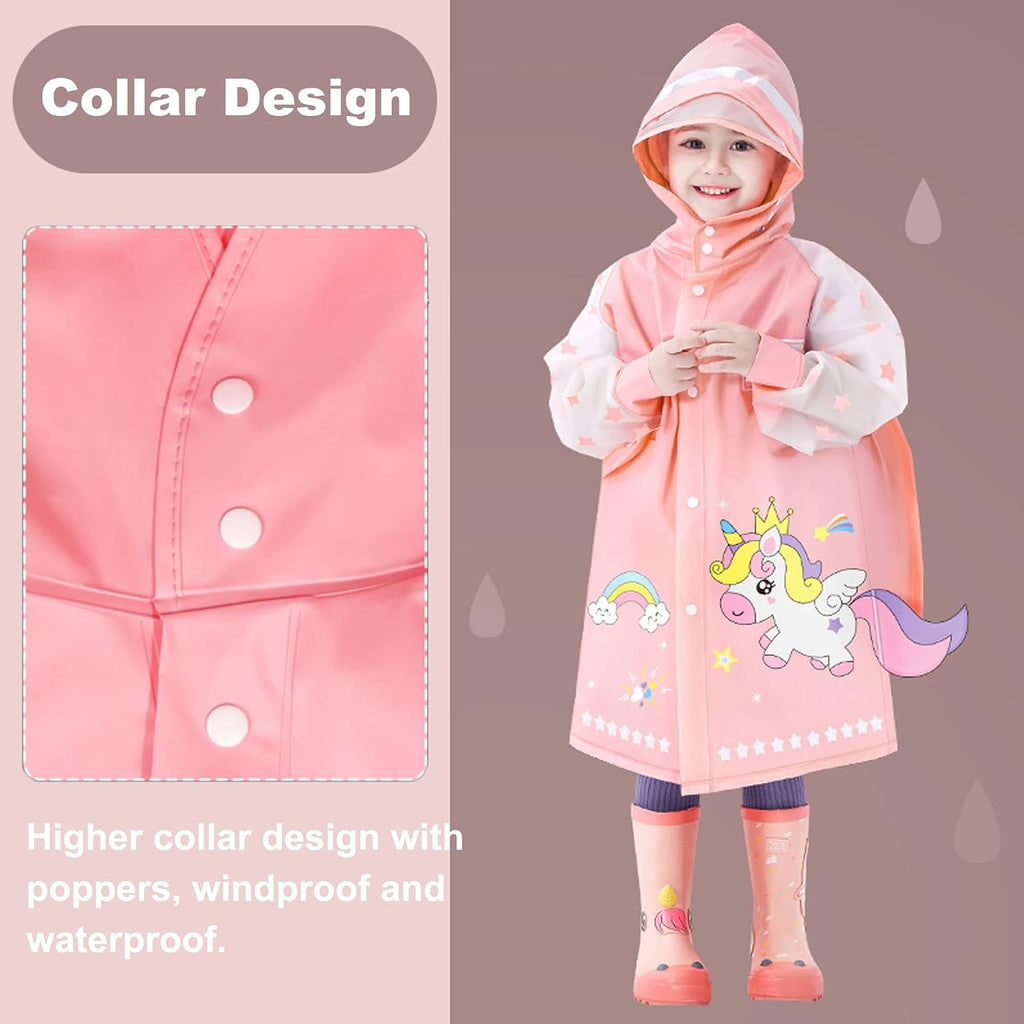 Kids Raincoats For Girls Boys Waterproof Rain Jacket Cartoon Unicorn Children Toddler Rain Wear Children Rain Poncho