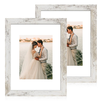 9x12 Picture Frame with Mat 6x8 - High Definition Tempered Glass Wooden Photo Frames for Tabletop Display and Wall