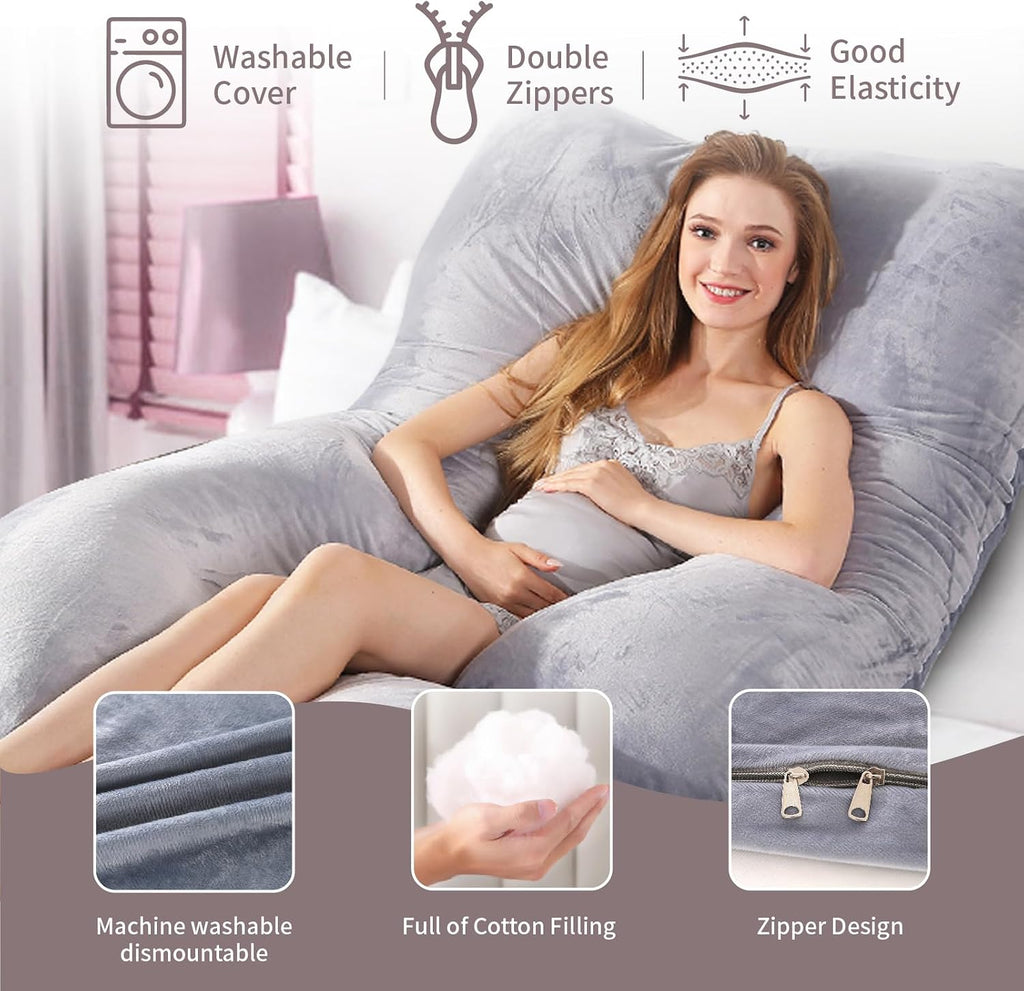 60 Inch Full Body Pregnancy Pillows for Sleeping Cooling Pregnancy Pillow,U Shaped Pregnancy Body Pillow,Maternity