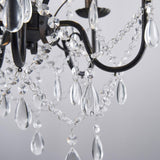 5-Lights Crystal Chandelier, Farmhouse Pendant Light Fixtures, H24 x D17,Chain Adjustable Max 59", Black Finish A109-B08MKLCXT3