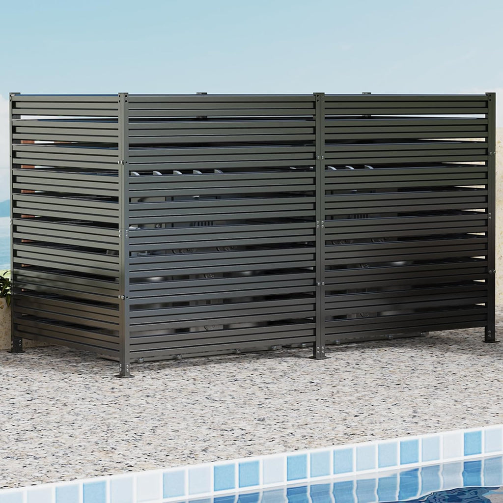 42" H x 38" W (3 Panels) Air Conditioner Fence, Metal Privacy Fence Panels for Outside, AC Unit Fencing, Trash Can