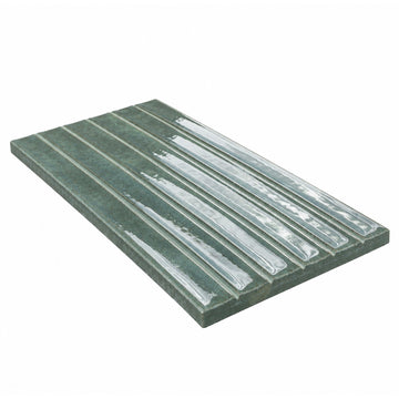 Sage Green Ribbed Ceramic Wall Tile (1 Piece)