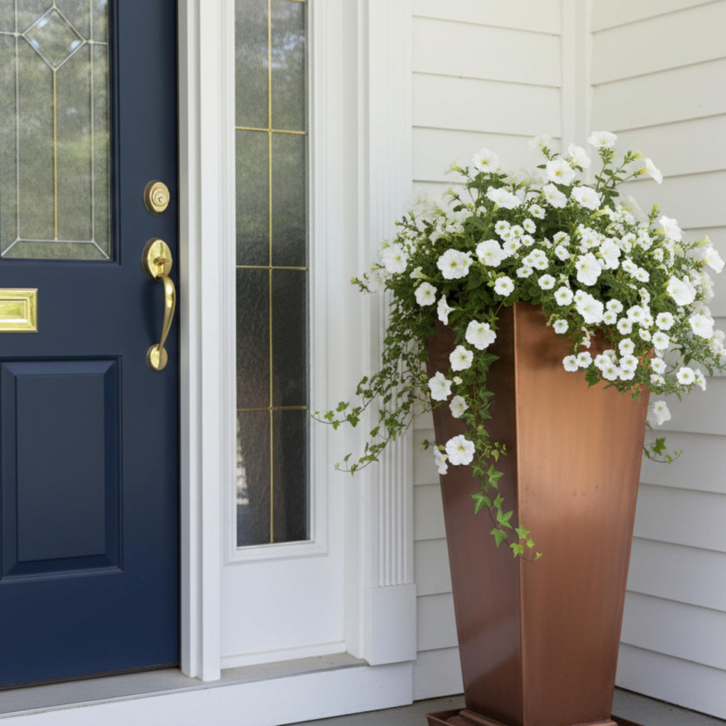 36 In Tall Square Planter, Antique Copper Finish