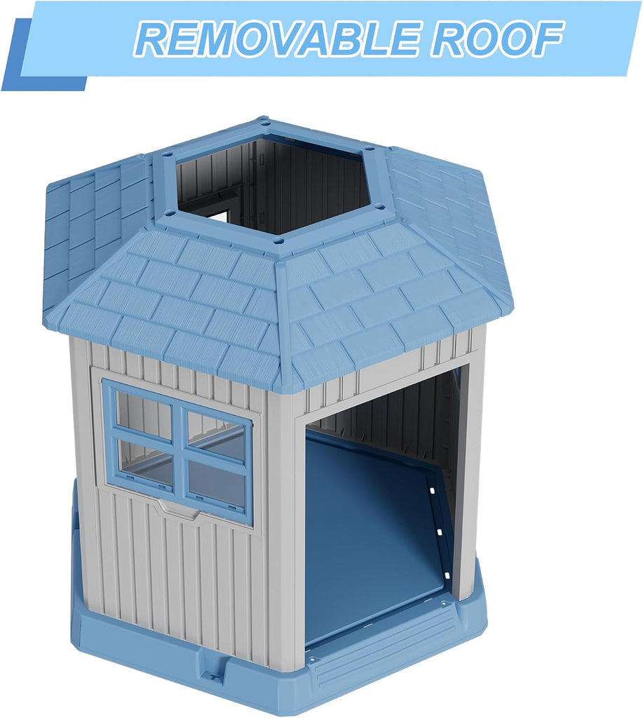 Sturdy Dog House Indoor Outdoor for Small Medium Dogs, Weatherproof Puppy Shelter with Elevated Floor & Air Vents
