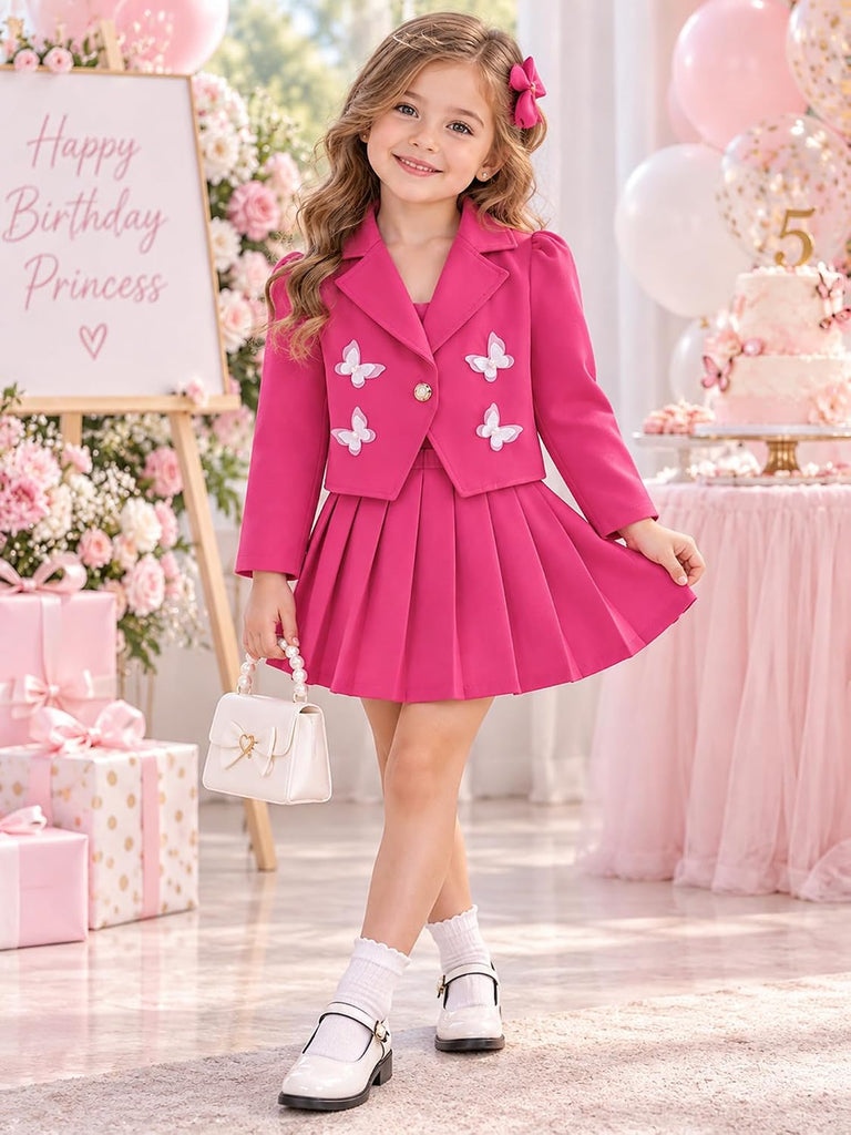 Girls 2 Piece Blazer Skirt Set Special Occasion Outfit -7