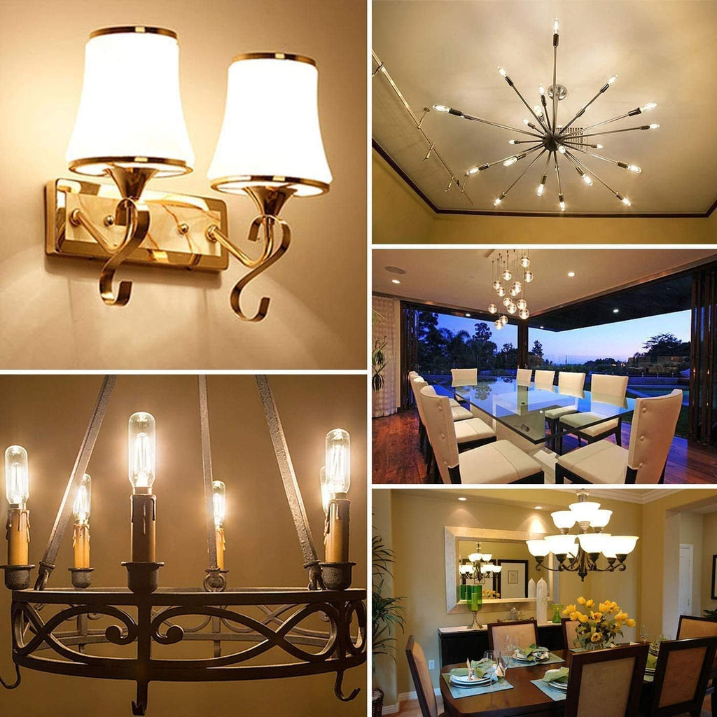 T20 T6 Small LED Bulb Long Filament 2W Equal 25 Watt E12 Candelabra Edison Tubular LED Light Bulb Dimmable 2700K Warm