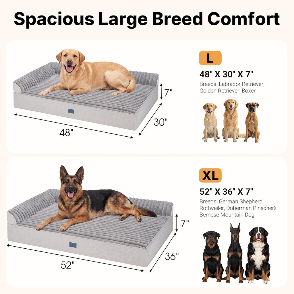 Orthopedic Dog Bed for Senior Dog, 7" XL Memory Foam Bed with Sides