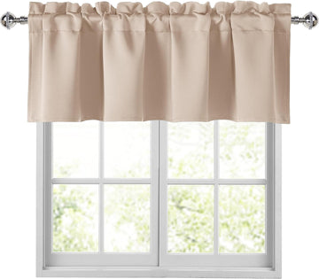 Dark Grey Valances for Windows Rod Pocket Room Darkening Small Window Curtains, 60" W x 18" L, 1 Panel