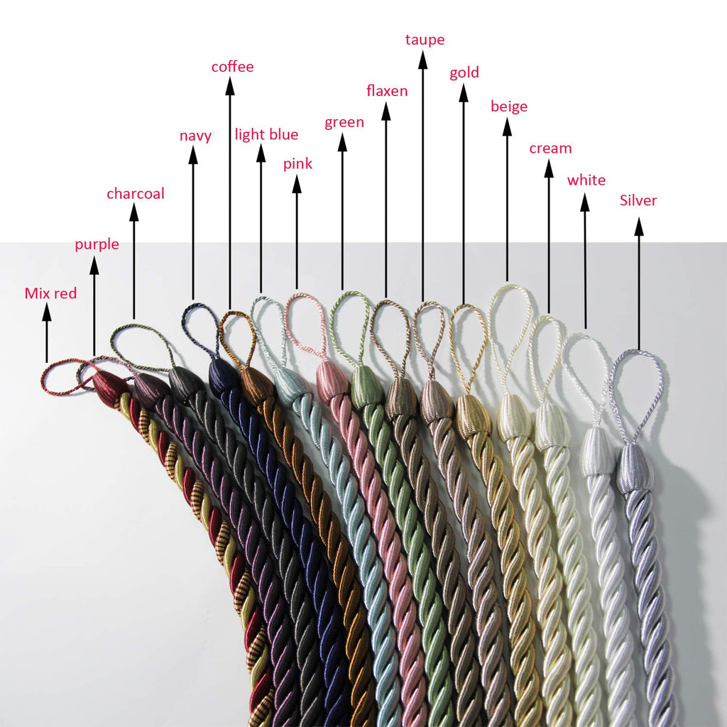 Curtain Tiebacks Ropes Tie-Backs,Handmade Holdbacks(Gold,2P)