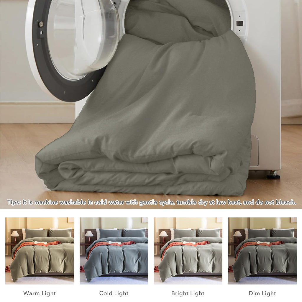 Green King Size Comforter Set, Cotton Lightweight Fluffy Ultra Soft Boho Bedding Comforter Sets 3 Pieces(1 Comforter