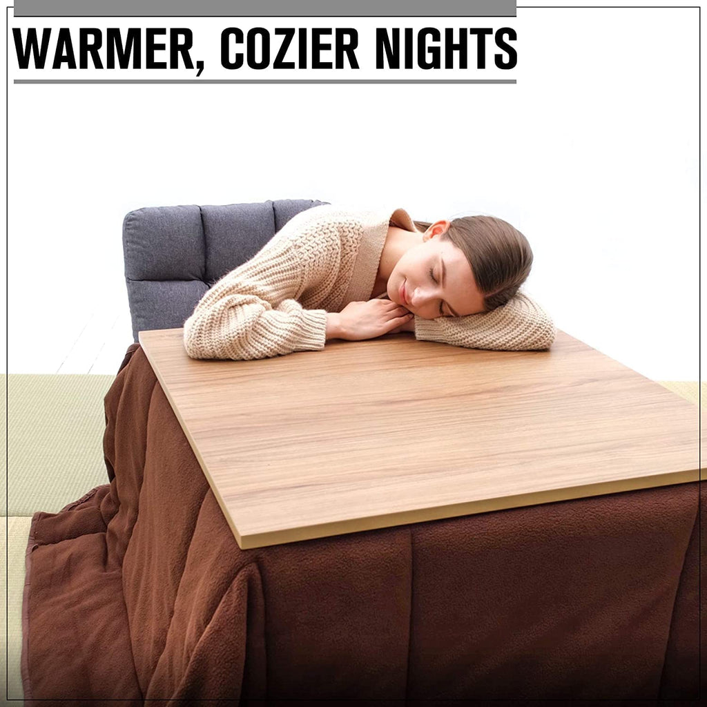 Japanese Kotatsu Heated Table, 120V Heater, White, 29 x 29 in