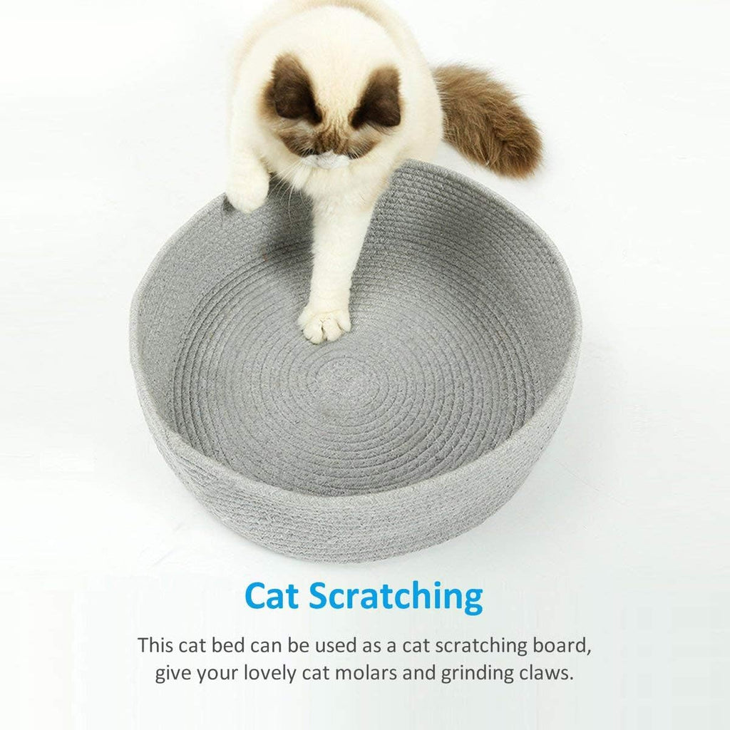 Cat Bed Basket Nest Round Cotton Rope Woven Warm Medium, Pet Sleeping Bed House Cute Fun Scratcher Scratching Scratch