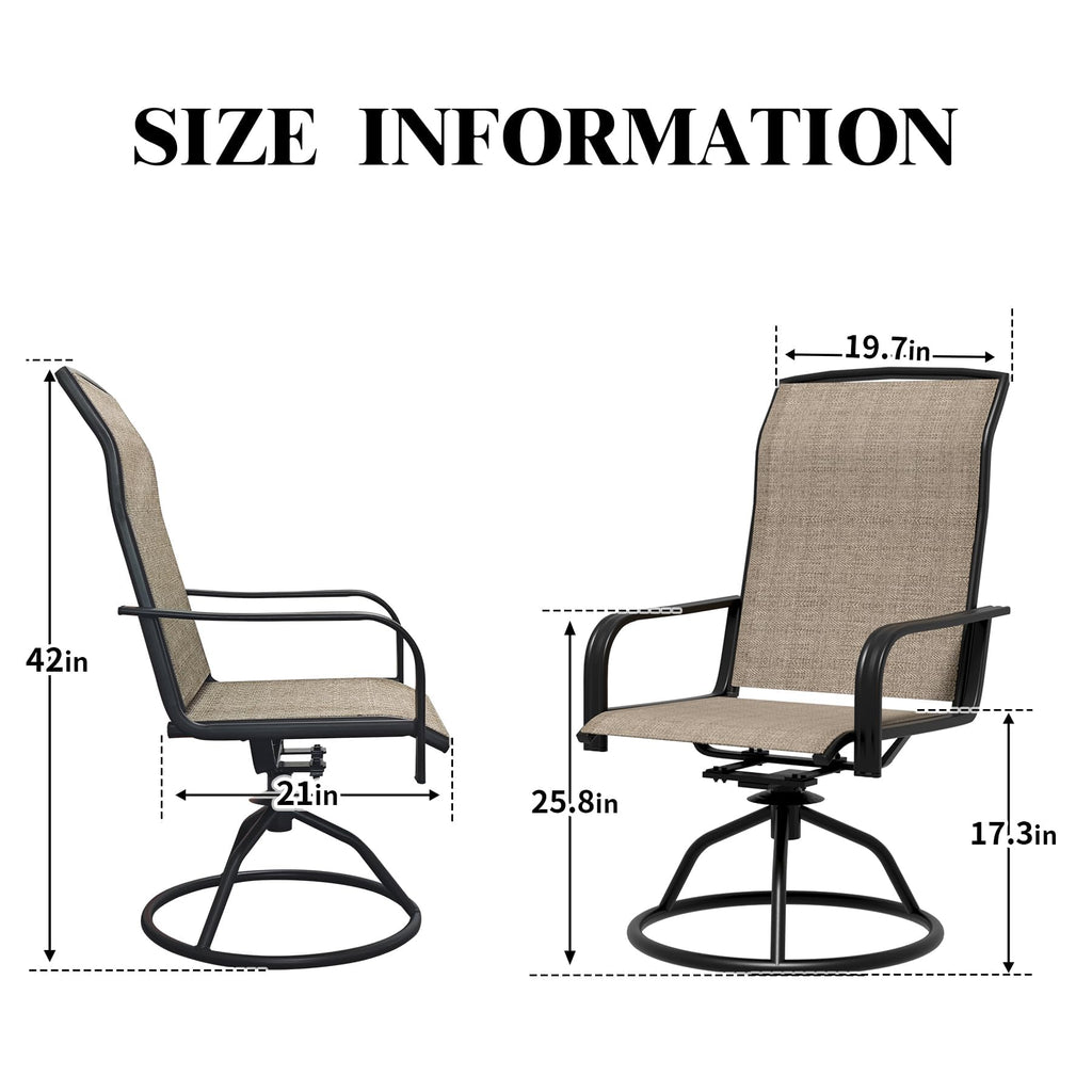 Swivel Patio Chairs Set of 4 Brown Outdoor Rocking Dining Armchairs