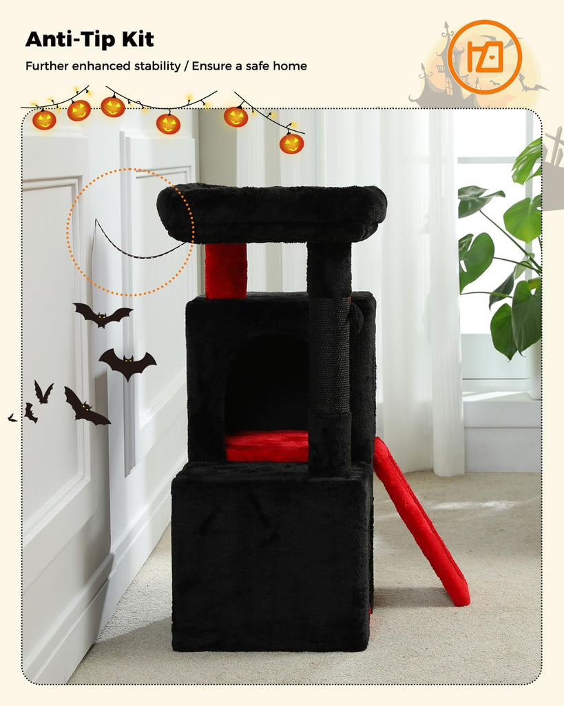 30" Cat Tree, Gothic Cat Tower with 2 Condos for Indoor Cats