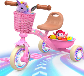 Toddler Tricycle for 1-3 3-5 Year Olds, 2 3 4 5 Year Old Girl Birthday Gifts, Pink Toddler Baby Bike, Outdoor Riding