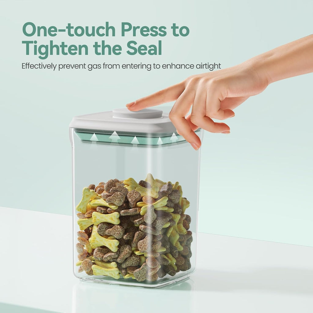 Dog-Cat POP Treat-Airtight jar-Container - 1.3 Qt/1.2 L and 2.2 Qt/2 L (2PC) | Stackable One-Touch Opening