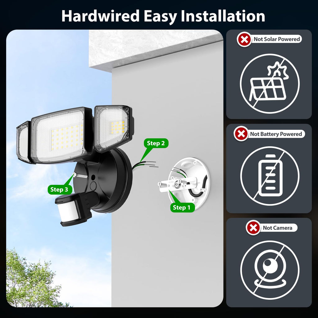 65W Outdoor Motion Sensor Light, Hardwired LED Security Flood Light