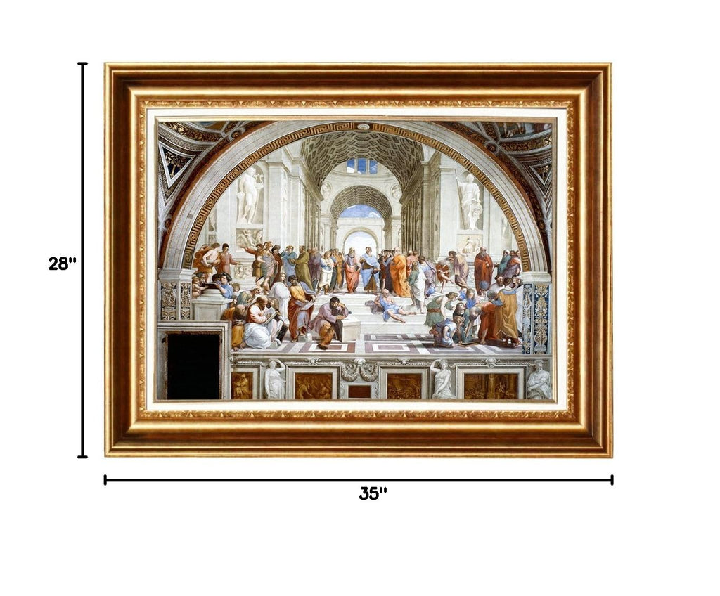 The School of Athens By Raphael Oil Painting Reproduction Giclee Wall Art Canvas Prints Framed Size: 28" x 35"