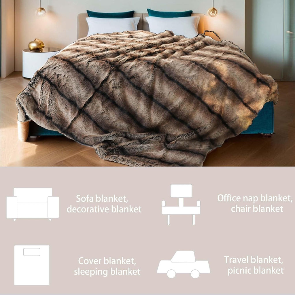 Faux Mink Fur Blanket Luxury Fur Throw Blanket Sofa Fluffy Blanket Super Warm Elegant Cozy Fuzzy Throw Blankets for