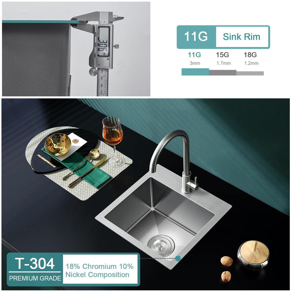 Drop in - 18"×18" Single Bowl Topmount Sink