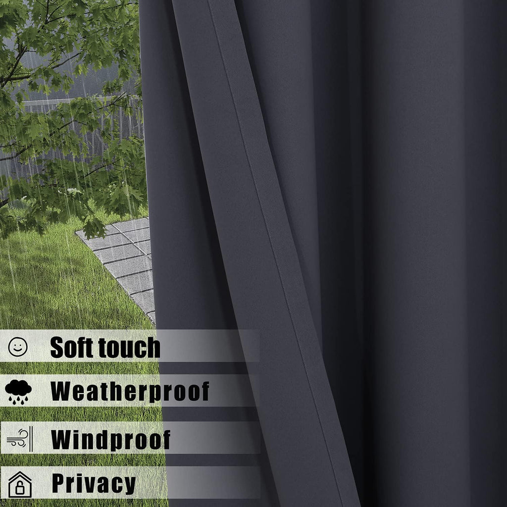 Waterproof Indoor/Outdoor Curtains Thermal Insulated | Sun Blocking Privacy Grommet Blackout Curtains /Porch/Living