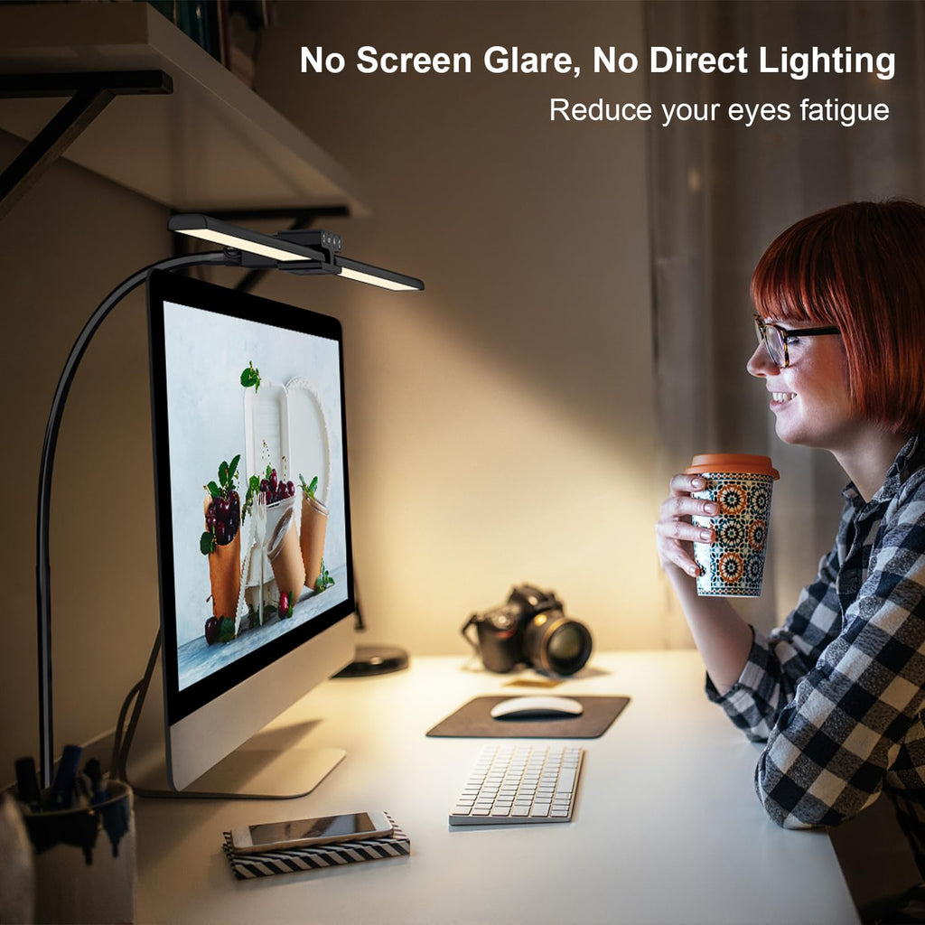 24W Led Desk Lamps with Clamp Home, 31.5-in Double Head, Black
