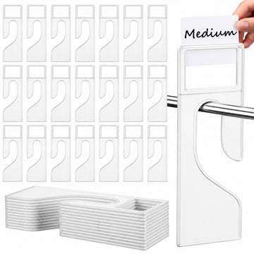 50 Pack Clothing Rack Size Dividers with Labels, Transparent