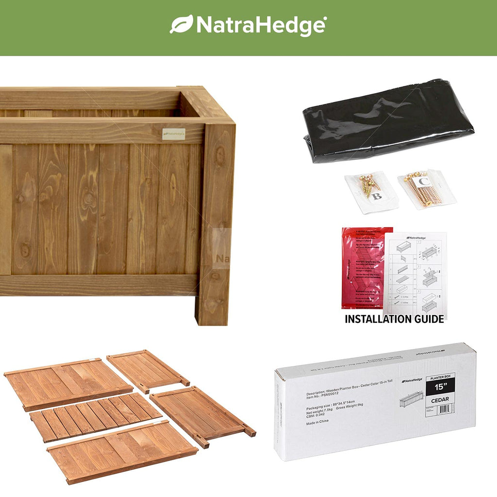 Hampton Classic Wooden Planter Box (44"" Lx15 Wx15 H) Brown