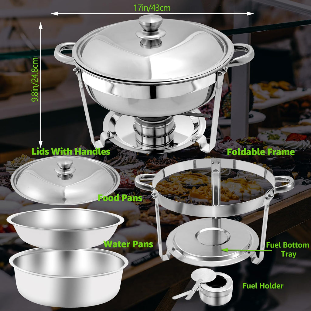 5 QT Chafing Dishes 4 PACK, Premium Stainless Steel Complete Set