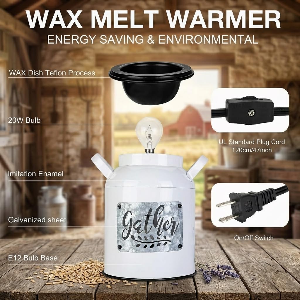 White Wax Melt Warmer, Farmhouse Wax Warmer for Scented Wax