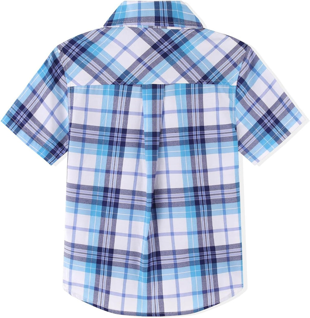 Boys' Short Sleeve Button Down Shirts Casual Woven Plaid