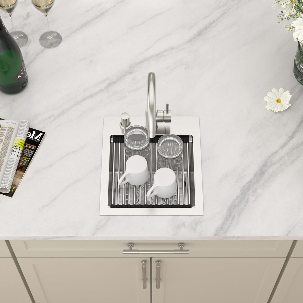 13"x15"x9" Drop In Stainless Steel Small Bar Sink Workstation