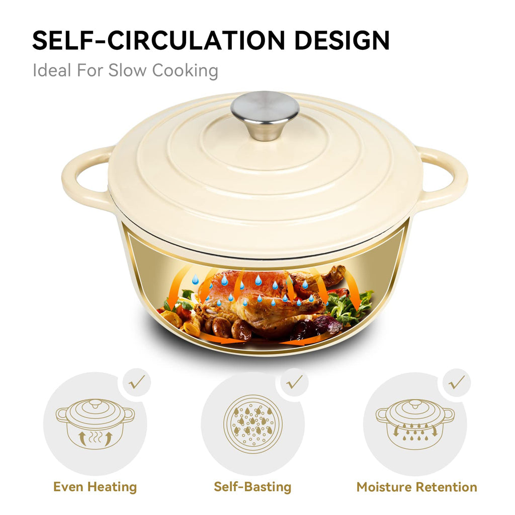 4.5 Quart Enameled Dutch Oven Pot with Lid, Cast Iron Dutch Oven with Dual Handles for Bread Baking, Cooking