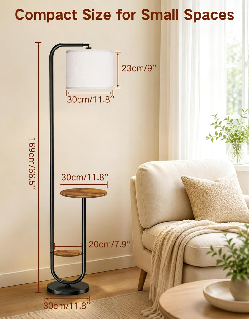 Floor Lamp with Table, Remote Control, Foot Switch, Dimmable Standing Lamp with 3 Color Temperatures, Rotatable