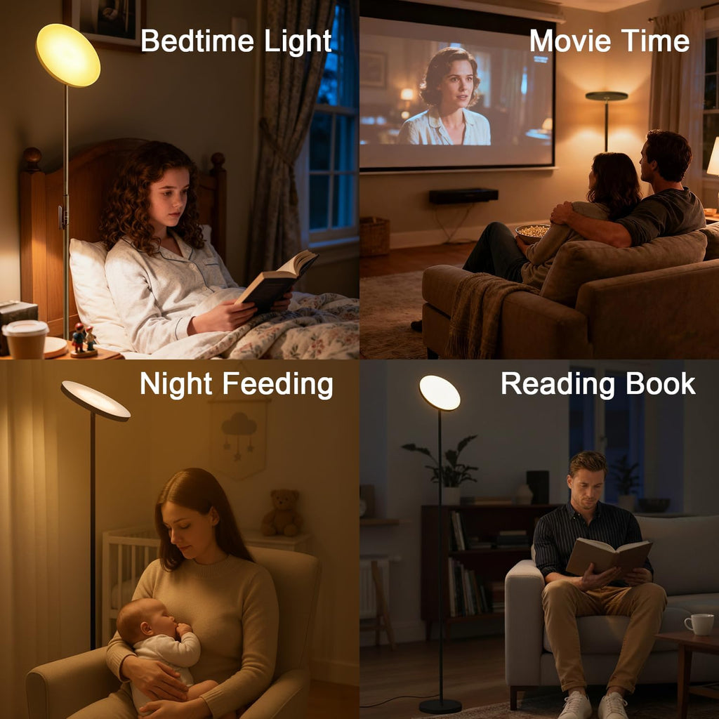 Floor Lamp,30W/2400LM Sky LED Modern Torchiere 3 Color Temperatures Super Bright-Tall Standing Pole Light with Remote