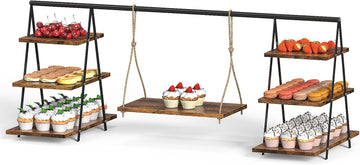 Wooden 3 Tier Cupcake Stand, Wood Cupcake Display Stand with Swing