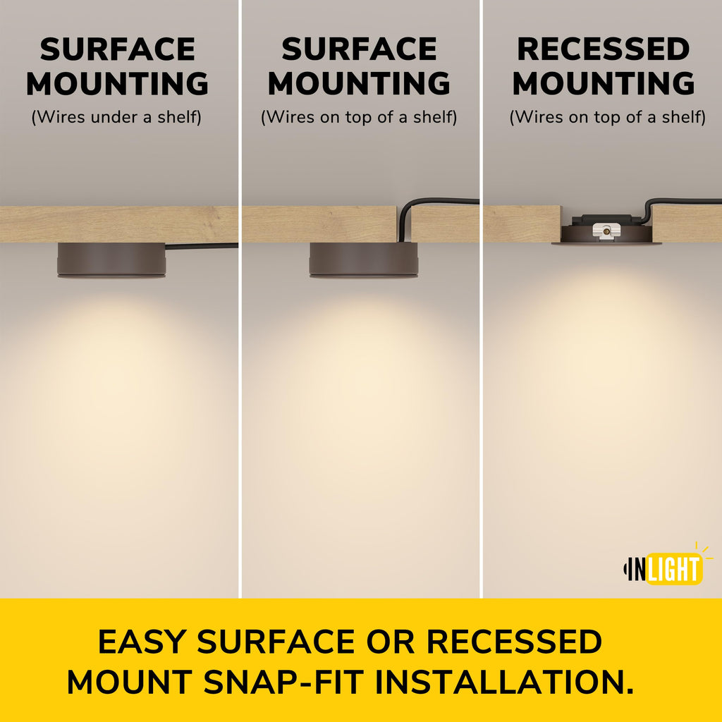 LED Replacement Puck Light, 2700K, Brushed Nickel