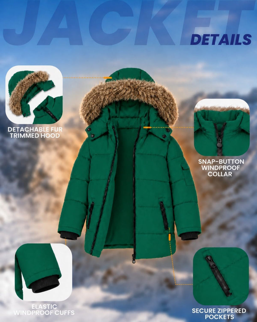 Kids Piece Insulated Snowsuit Set with Jacket and Bib Pants