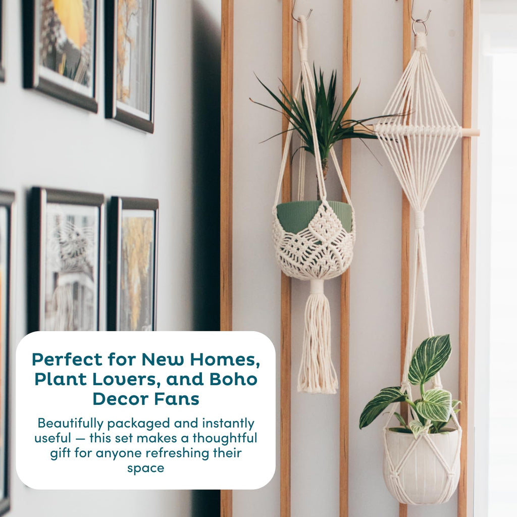 4-Pack Macrame Plant Hangers with 8 Hooks - Hanging Planters for Indoor Plants, Boho Macrame Hangers Indoor Outdoor