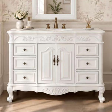 48" Traditional Style Antique White Beckham Bathroom Sink Vanity