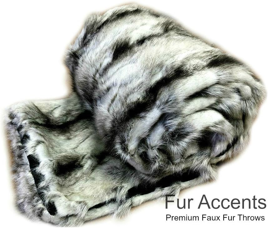 Plush Gray Rabbit - Premium Quality Faux Fur - Designer Throw Blanket - Soft Minky Cuddle Fur Lining (4'x5')