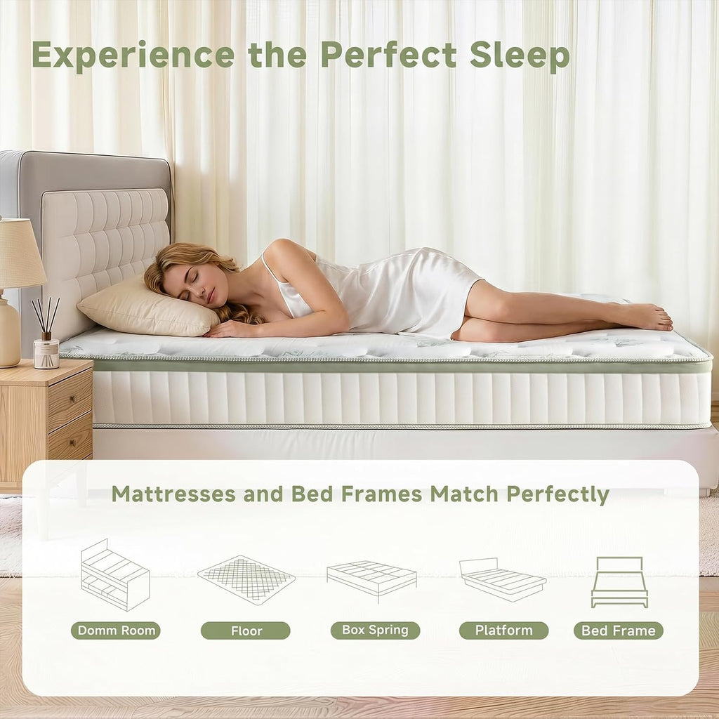 King Size Mattress, 14 Inch Hybrid King Mattress in a Box, Medium Firm Memory Foam Mattress, with Individual Pocket